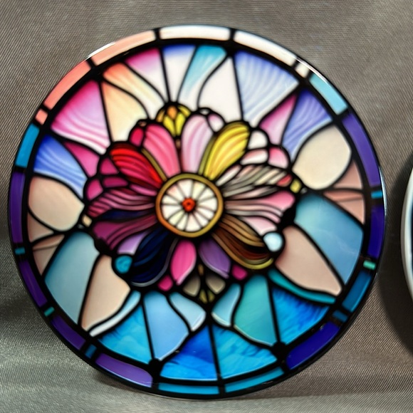 Set of 4 Stained Glass Style Ceramic Coasters - Picture 3 of 5